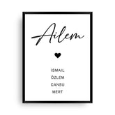 Ailem | Familie mit Namen - Wandschmuck-Shop.de