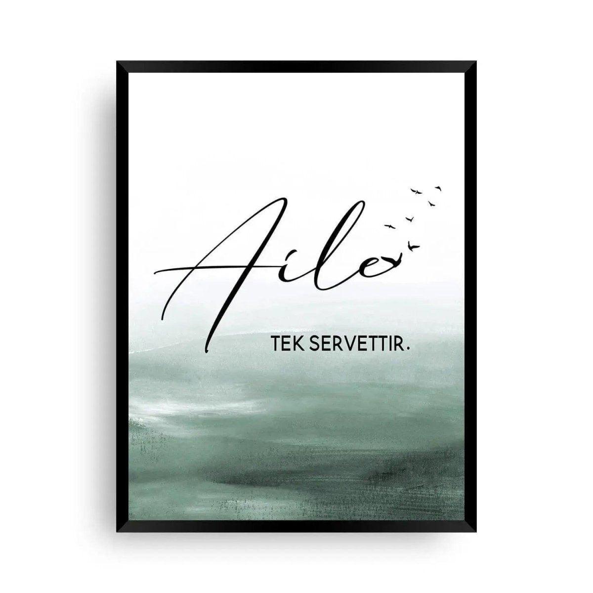 Aile tek servettir | Poster grün - Wandschmuck-Shop.de