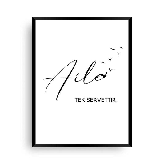 Aile tek servettir | türkisches Familienposter - Wandschmuck-Shop.de