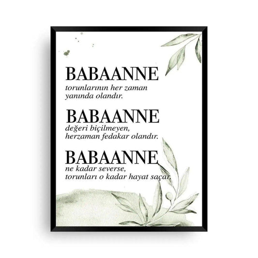 Babaanne | Großmutter | Herzliches Poster - Wandschmuck-Shop.de