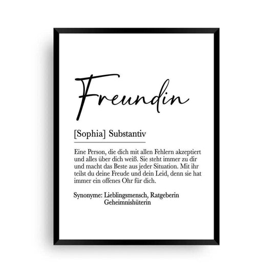 Definitionsbild Freundin | mit Namen - Wandschmuck-Shop.de