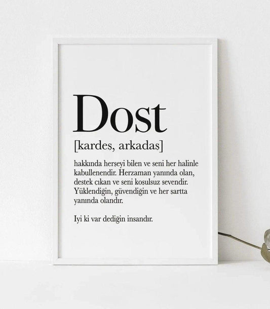 Geschenkidee Freundin | türkisches Poster Dost - Wandschmuck-Shop.de
