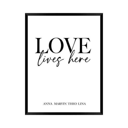 Poster xxl Love lives here - Hier lebt die Liebe - Wandschmuck-Shop.de