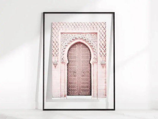 Poster XXL Marokkanische Tür in romantischem Rosa - Wandschmuck-Shop.de