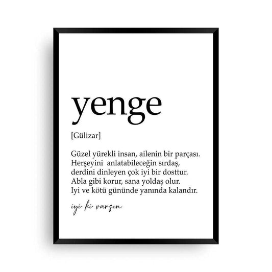 Yenge | Isim yazdır - Schwägerin personalisieren - Wandschmuck-Shop.de