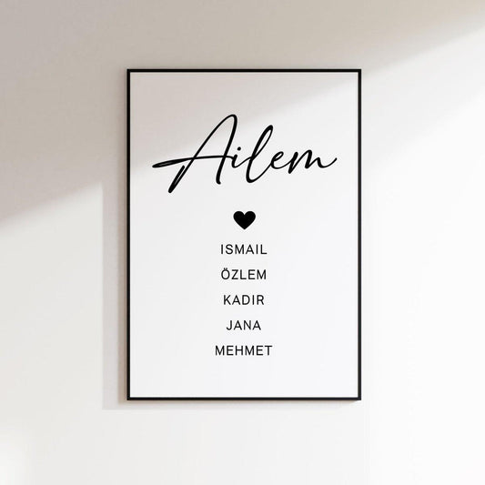Ailem | Familie mit Namen - Wandschmuck-Shop.de