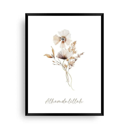 Alhamdulillah - Blume islamisches Wandbild - Wandschmuck-Shop.de