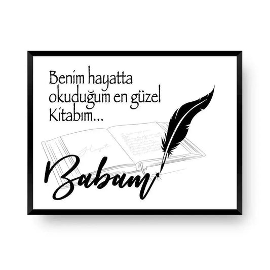 En güzel kitabim | Babam Zitat | Babam türkisch - Wandschmuck-Shop.de